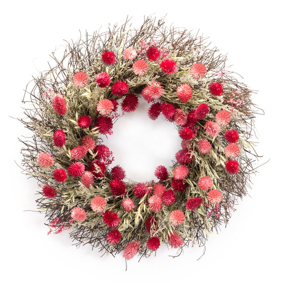 Pink and Red Mixed Pod Wreath -21"D