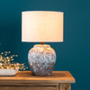 17" H Ceramic Table Lamp with Linen Drum Shade