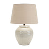 Ivory Terra Cotta Table Lamp with Linen Drum Shade