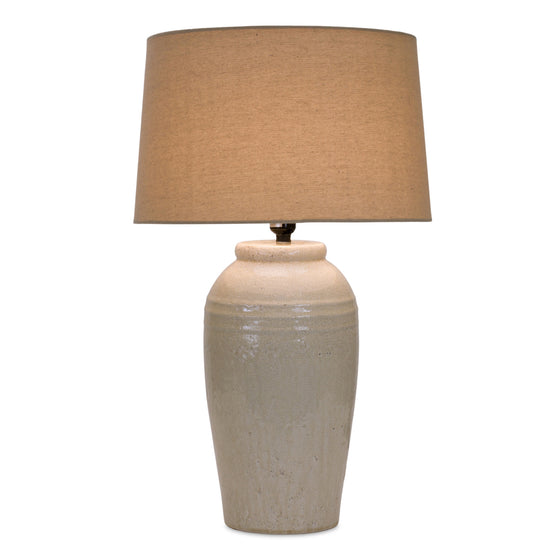 Terracotta Lamp with Cotton Linen Drum Shade