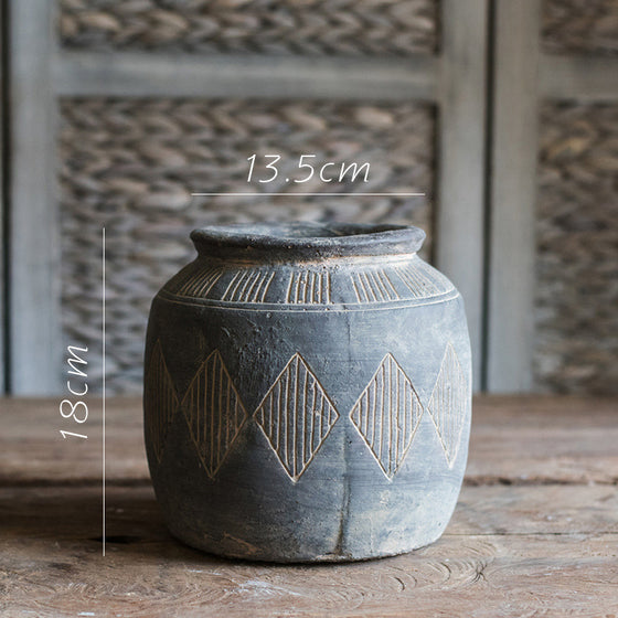 Retro Cement Jar Vase National Style