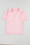 Pink Collared & Puff Sleeve T-Shirt