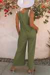 Green Sleeveless Pleated Wide Leg Jumpsuit | Available in 2 Colors