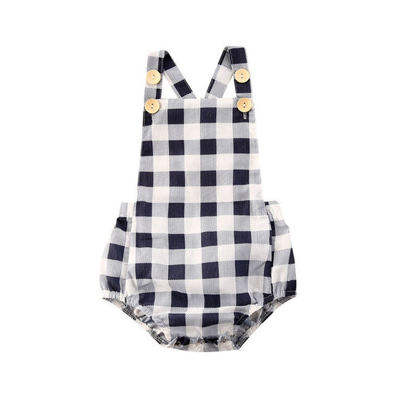 Baby Boy Vintage Style Button-up Shoulder Strap Romper