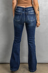 Dark Blue Distressed Flare Bootcut Jeans