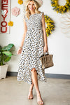 White Smocked Sleeveless Leopard Print Dress