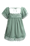 Green Lace Trim Top | Available in 2 Colors