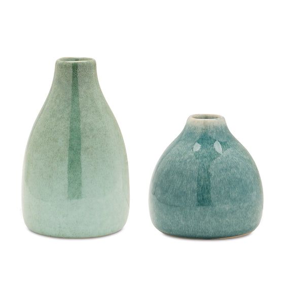 Teal Ceramic Vase Set of 2