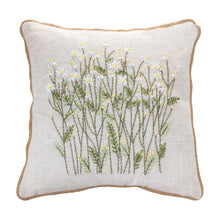  16" Embroidered with Bouquet of Daisys Throw Pillow