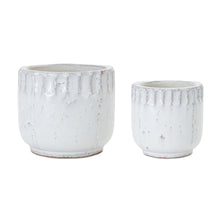  Set of Two Terracotta Pots in White and Gray Finish