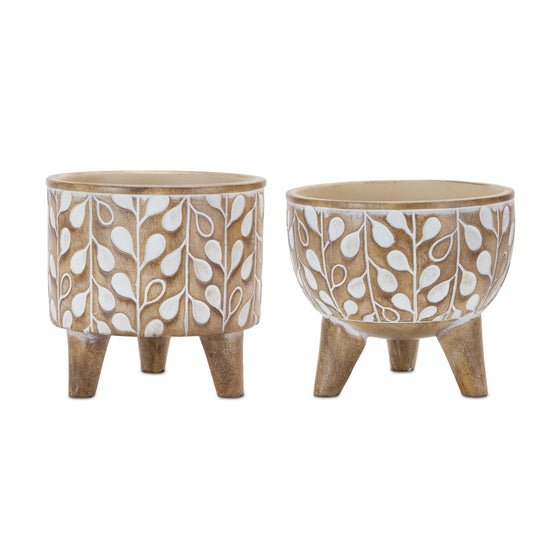 Set of 2 Decorative Pots with Legs