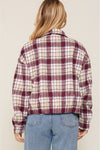 Multicolor Plaid Print Turn Down Collar Zip Up Jacket