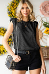 Black Crew Neck Sleeveless Sequin Top