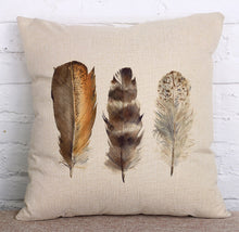  Watercolor of Wild Feathers Pillow Cover -Handmade with Natural Cotton