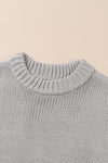 Light Grey Chunky Knit Turtleneck Drop Shoulder Sweater