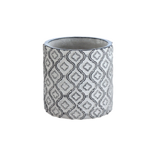  Flowerpot with White and Black Ornate Design