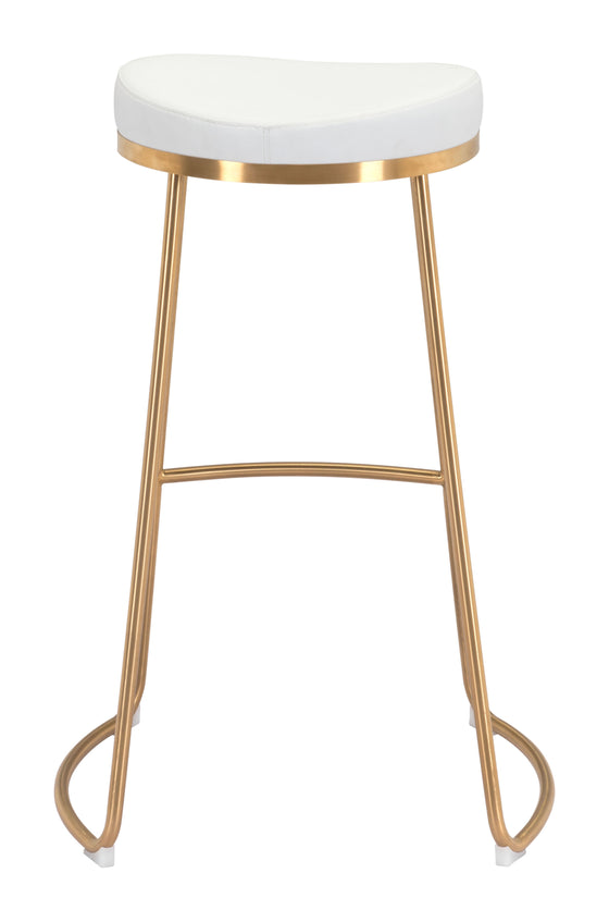 Set of 2 Bree Counter Stools in White and Gold