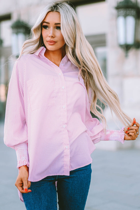 Light Blue Striped Button-up Shirt | Available in 3 Colors