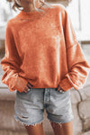 Red Drop Shoulder Crewneck Washed Pullover Sweatshirt