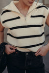 Brown Stripe Zipped Top | Also Available in White