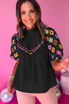 Wholesale Embroidered Sleeve Top | Available in Black