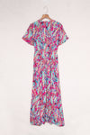 Abstract Print Wrap V Neck Flutter Sleeve Mid Length Summer Dress | Available in Blue