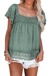 Green Lace Trim Top | Available in 2 Colors