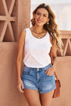 Light Blue Casual Cuffed High Rise Denim Shorts