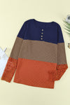 Color Block Ribbed Lace Crochet Sleeves Shirt for Women | Available in 2 Colors