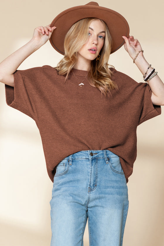 Coffee Batwing Sleeve Sweater | Available in Beige