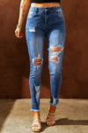 Light Blue High Waist Distressed Skinny Jeans