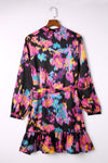 Abstract Print Waist Belted Long Sleeve Dress | Other Colors Available