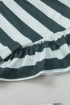 Sea Green Striped Ruffle Sleeve Top | Also Available in Black