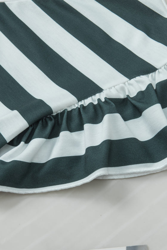 Sea Green Striped Ruffle Sleeve Top | Also Available in Black