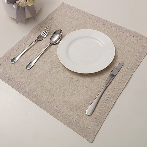 12 Piece Traditional Linen Napkin Set in Grey or White