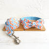 Luxury Orange and Blue Nordic Patterned Dog Collar and Leash