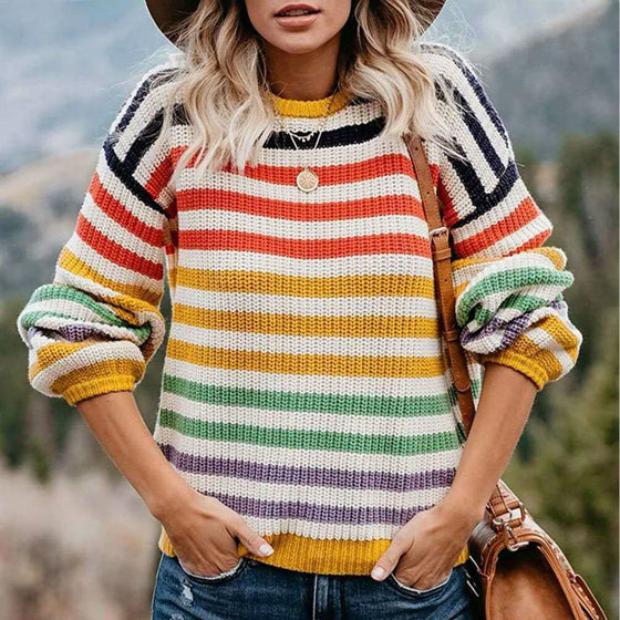 Women's Colorful Long-sleeve Striped