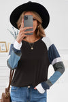 Color Blocked and Black Pullover Top