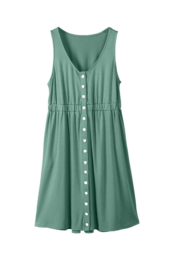 Sleeveless Button Front Short Basics Dress | Available in 3 Colors
