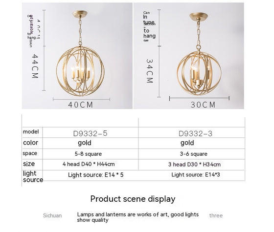 Modern Sphere Chandelier in Gold Finish