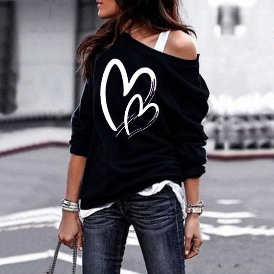 Double Heart Graphic Sweatshirt