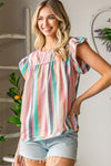 Striped Keyhole Sleeve Blouse | Available in 2 Patterns