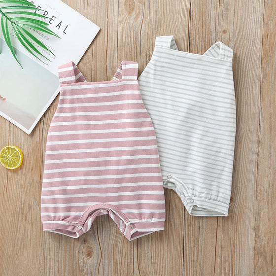 Striped Baby Romper with Crisscross Back Straps