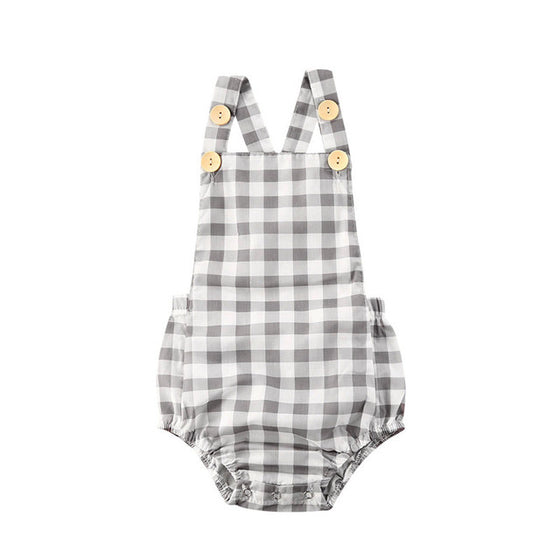 Baby Boy Vintage Style Button-up Shoulder Strap Romper