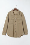 Beige Solid Textured Flap Pocket Buttoned Shacket | Available in 4 Colors