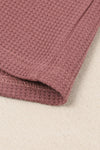 Pink Waffle Texture Casual Square Neck Pullover Top | Available in 5 Colors