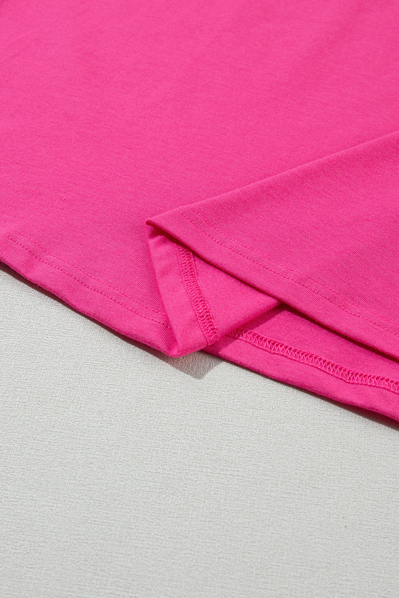 Pink Solid Color Basic Crew Neck Plain Tee | Available in 7 Colors