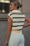 Brown Stripe Zipped Top | Also Available in White