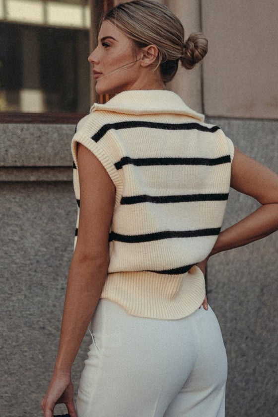 Brown Stripe Zipped Top | Also Available in White