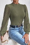 Green Long Sleeve Waffle Knit Top | Available in 3 Colors